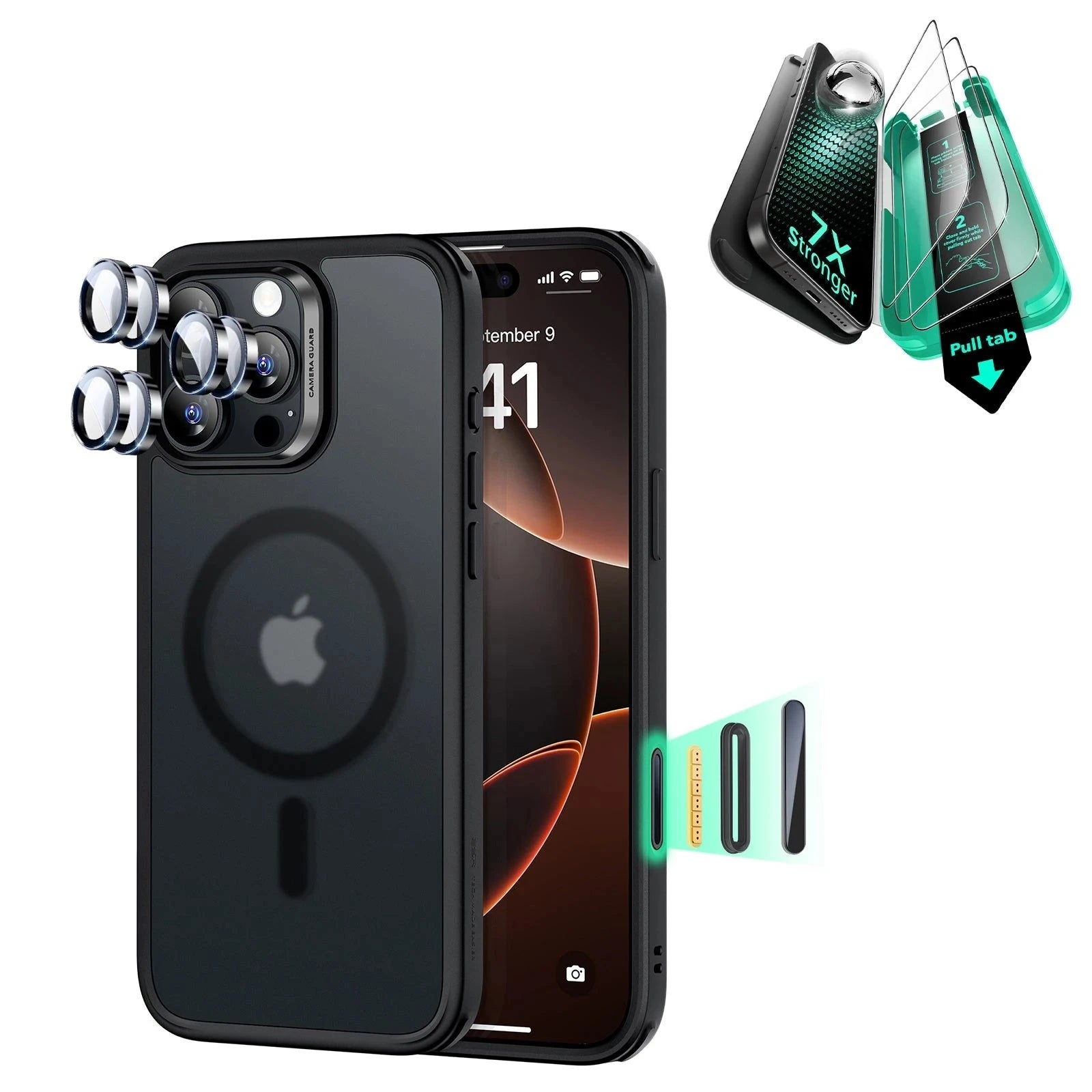 iPhone 16 Pro Max Classic Hybrid Magnetic Case (Camera Control) & Screen Protection Bundle - Frosted Black ESR ESR