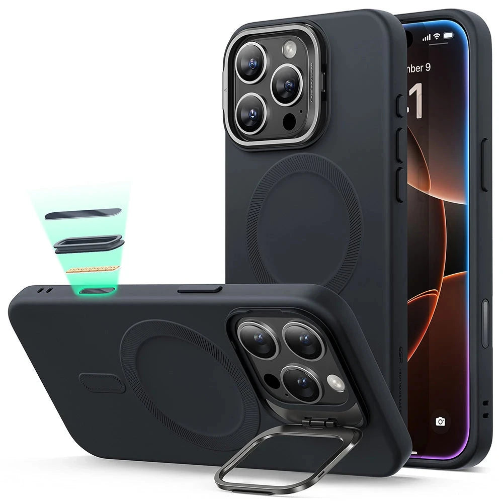 iPhone 16 Pro Cloud Soft Magnetic Case (Camera Control, Stash Stand) - Black ESR ESR