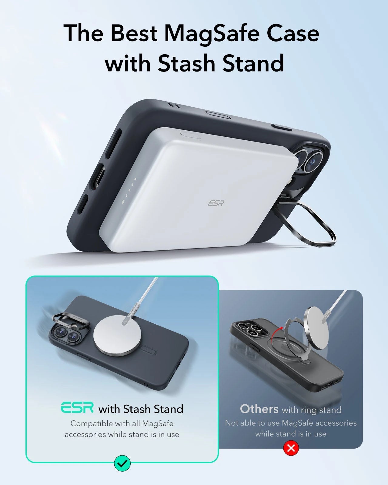 iPhone 16 Cloud Soft Magnetic Case (Camera Control, Stash Stand) - Black ESR ESR