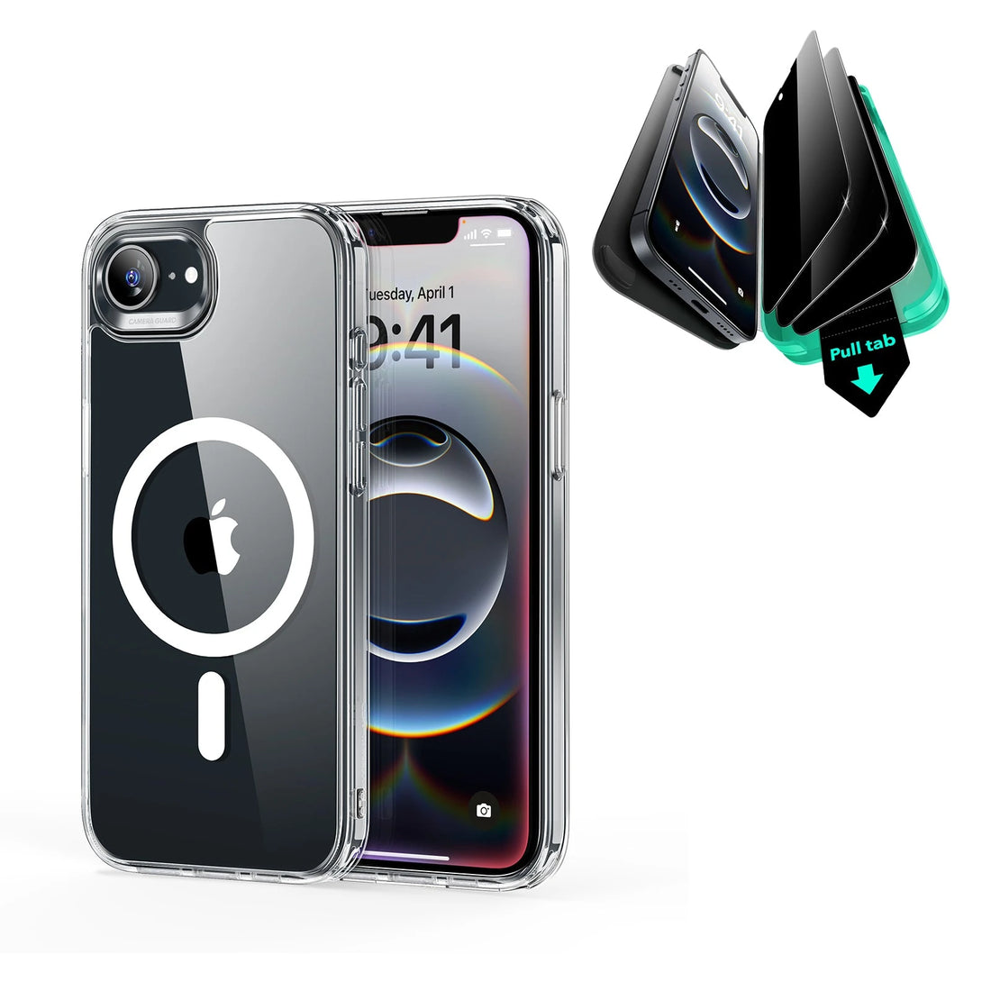 iPhone 16e HaloLock Classic Hybrid Case Privacy Protection Bundle - Clear ESR ESR