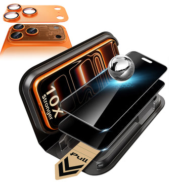 iPhone 17 Pro Corning Glass Privacy Screen Protector and Camera Lens Protector Orange