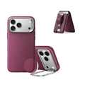 iPhone 18 Pro Atelier Silicone Leather Magnetic Case with Camera Control and Flex Stand, Plus Geo Wallet Stand Bundle - Deep Burgundy