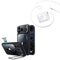 iPhone 18 Pro Classic Hybrid Magnetic Case with Camera Control and Flex Stand, Plus Xtend 45W Retractable Charger Bundle - Clear Black