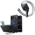 iPhone 18 Pro Cyber Tough Magnetic Case with Camera Control and Flex Stand, Plus Xtend 100W Retractable Car Charger Bundle - Black