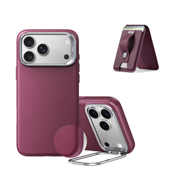 iPhone 18 Pro Max Atelier Silicone Leather Magnetic Case with Camera Control and Flex Stand, Plus Geo Wallet Stand Bundle
