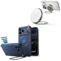 iPhone 18 Pro Max Cyber Tough Magnetic Case with Camera Control and Flex Stand, Plus Cyclone 25W Magnetic Charging Pad Bundle - Navy Blue