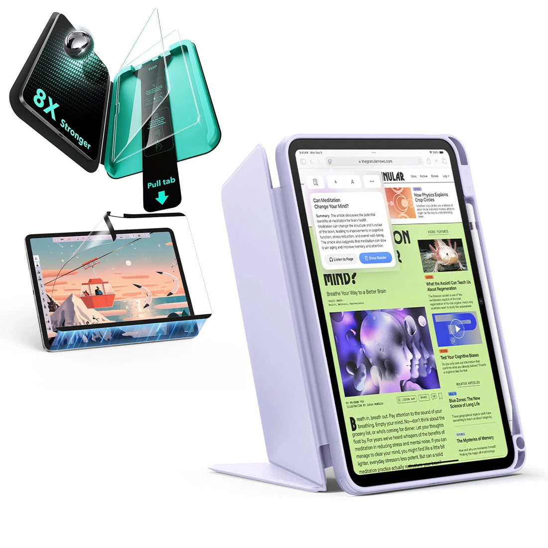 iPad 11" (A16, 2025) Flip Transformation Bundle - Light Purple ESR ESR