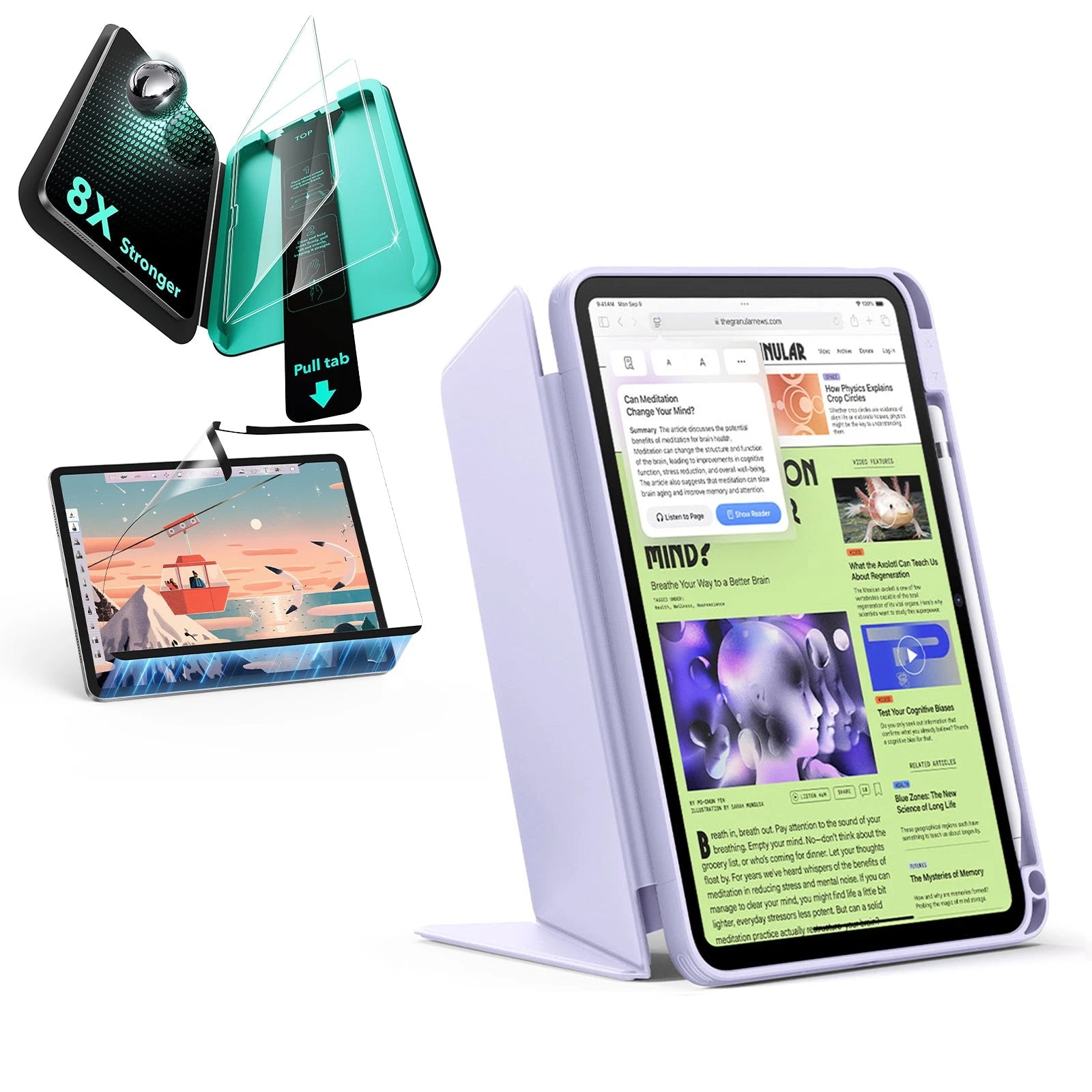 iPad 11" (A16, 2025) Flip Transformation Bundle - Light Purple ESR ESR