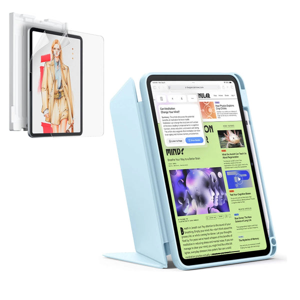 Sky Blue Magnetic Case & Screen Protection Bundle for iPad(A16) | ESR
