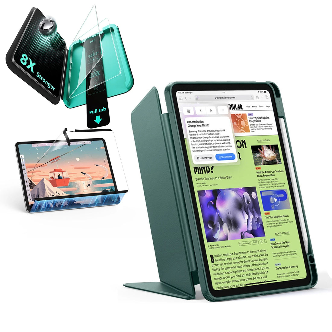 iPad Air 11" (2025) Flip Transformation Bundle - Green ESR ESR