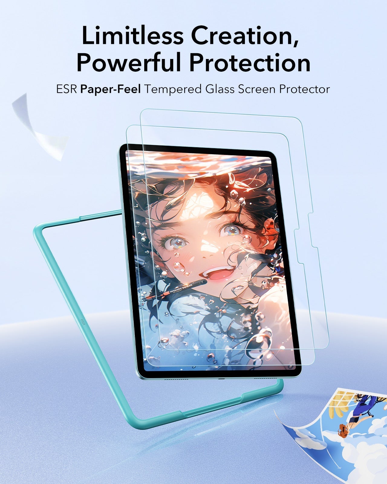 iPad Air 11" (2025) Paper-Feel Tempered-Glass Screen Protector Set - 2 Paper-Feel Tempered-Glass + 2 UltraFit Classic ESR ESR