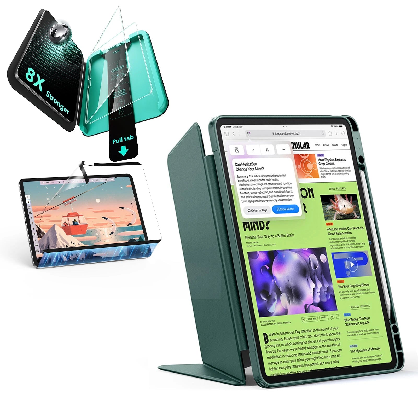 iPad Air 13" (2025) Flip Transformation Bundle - Green ESR ESR
