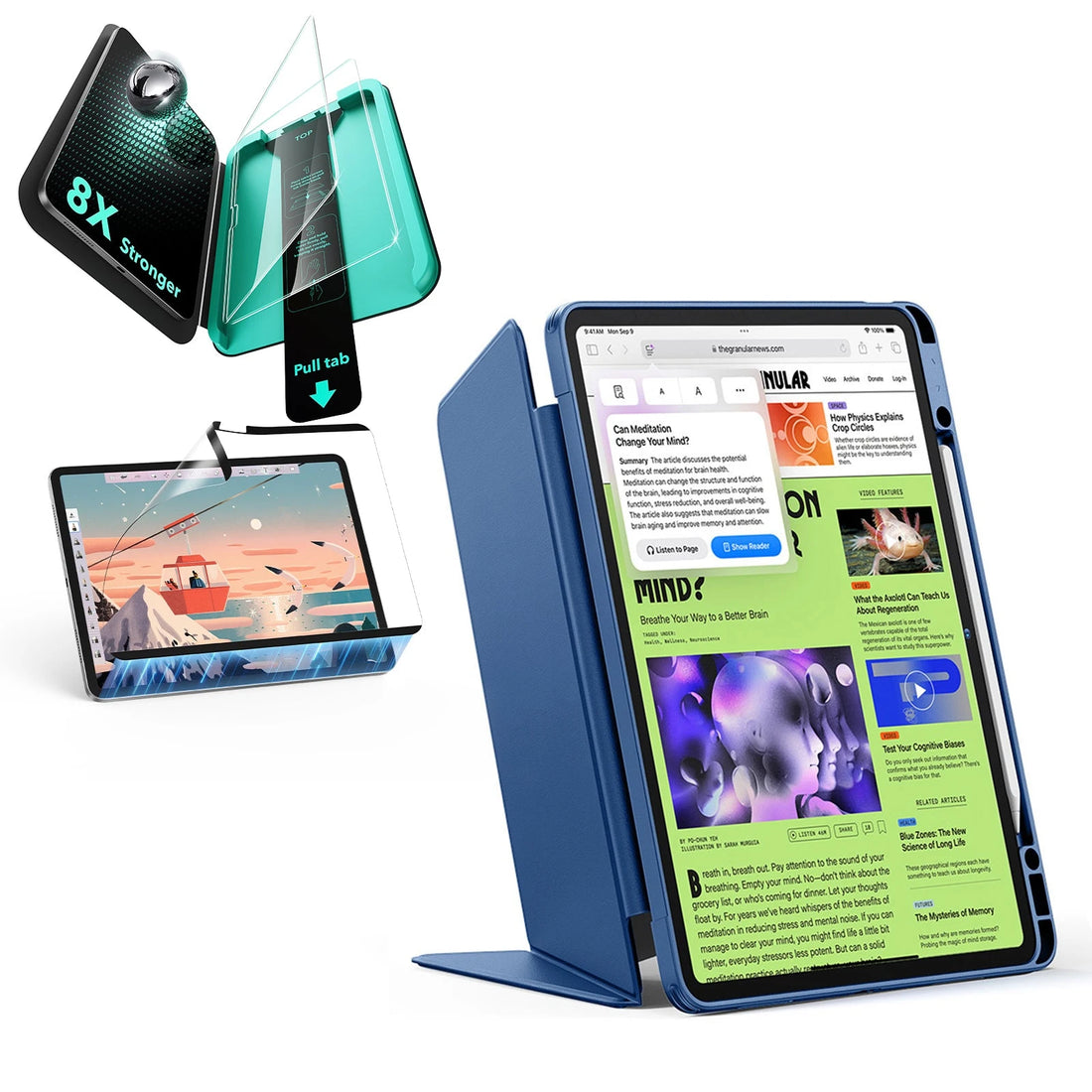 iPad Air 13" (2025) Flip Transformation Bundle - Navy Blue ESR ESR