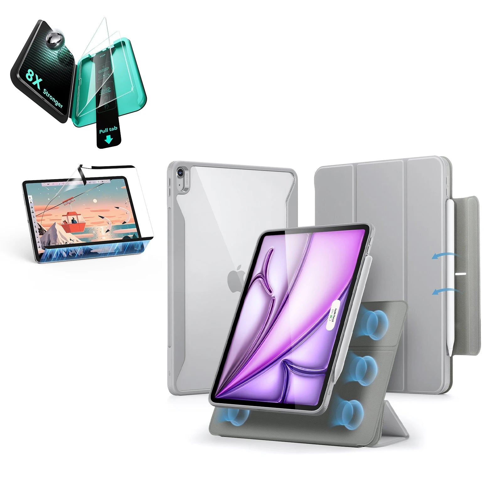 iPad Air 13″ (2025) Rebound Transformation Bundle - Grey ESR ESR